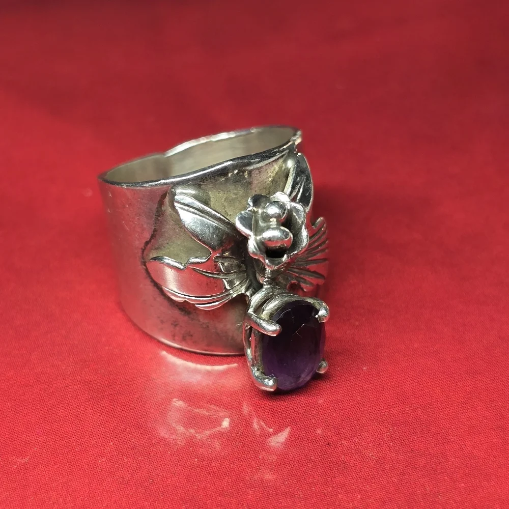 *PRICE DROP!! Vintage Sterling Silver Ring Ameythst Gemstone Size 5 - Picture 5 of 5
